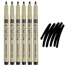 Fineliner Pens, 2mm Bold Tips Drawing Pen for Sketching, Pack of 6