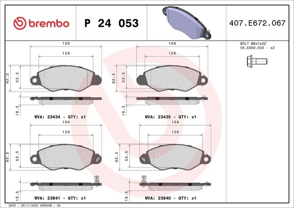 Bremsbelagsatz Scheibenbremse Prime Brembo P 24 053 FüR Ford Transit Bus Tourneo-image