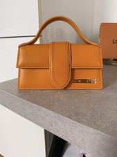 Jacquemus le Bambino Mini Flap Top Handle Bag Orange Leather