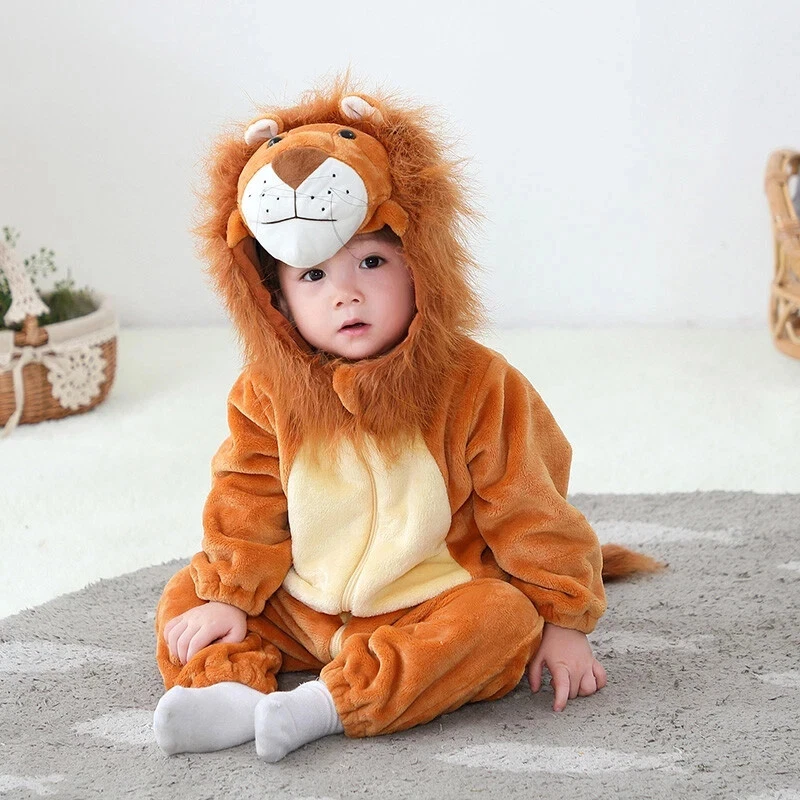Bebé Tigre León Dinosaurio Disfraz Kigurumi Dibujos Animados Animal Mameluco Bebé Niño Pequeño Foto 3 de 4