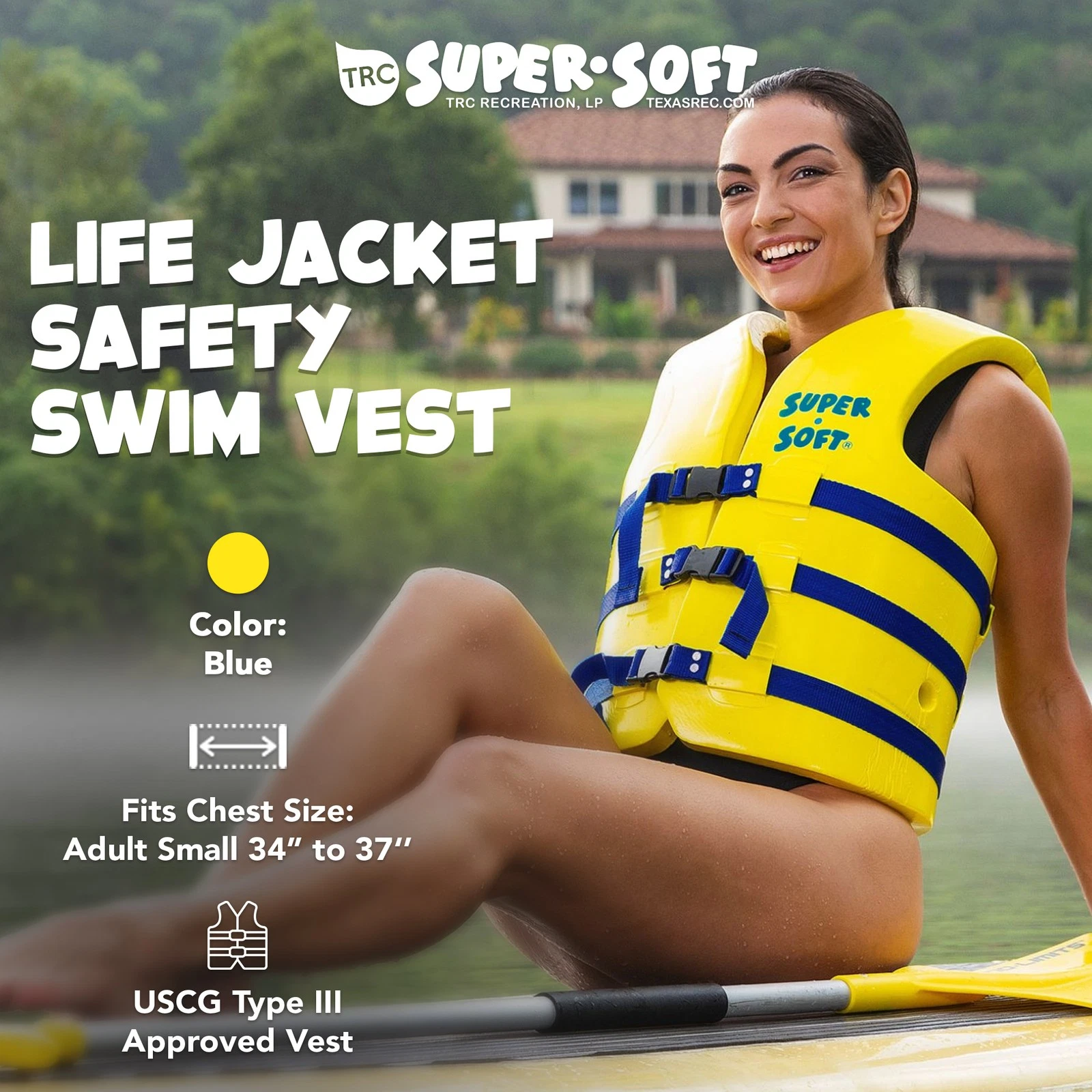 TRC Super Soft XS Life Jacket Vinyl Coated Foam Swim Vest, Yellow (Used) - product detail image 2