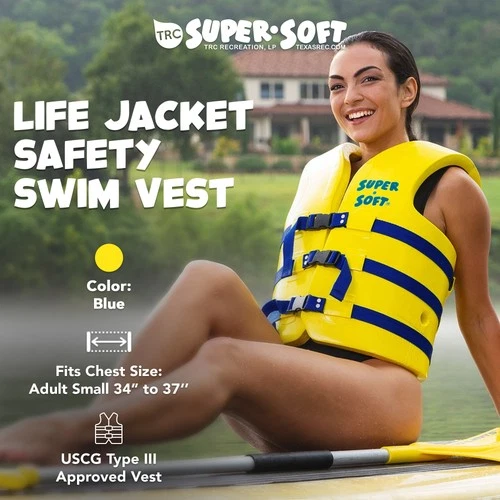 TRC Super Soft XS Life Jacket Vinyl Coated Foam Swim Vest, Yellow (Used) image 2
