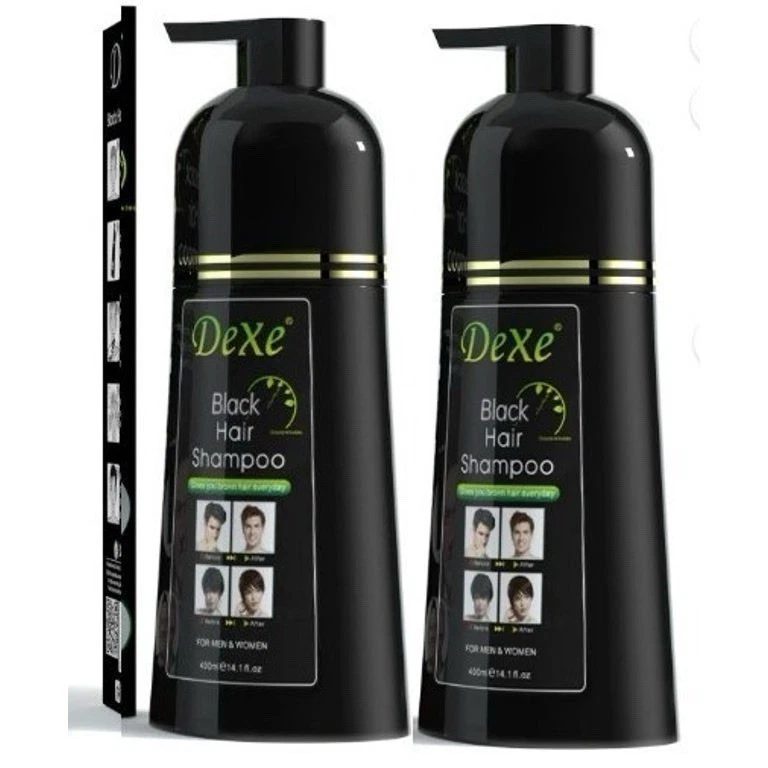 Paquete de 2 champú tinte para cabello Dexe para hombres y mujeres 3 en 1 - negro Foto 2 de 4
