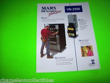 MARS ELECTRONICS BILL ACCEPTOR SERIES 2000 VN 2500 ORIGINAL NOS SALES FLYER