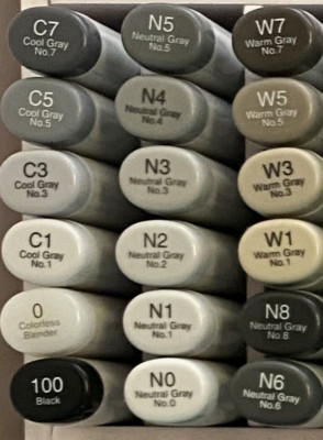 COPIC SKETCH Markers Dual Tip ''0'' Blender, ''100'' Black & Gray Color Series ~NEW~