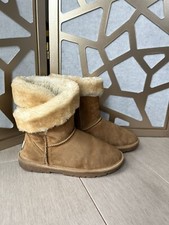 Lamo Essentials Women Chestnut Suede Leather wool Fur Ankle Boots Sz 7 shearling