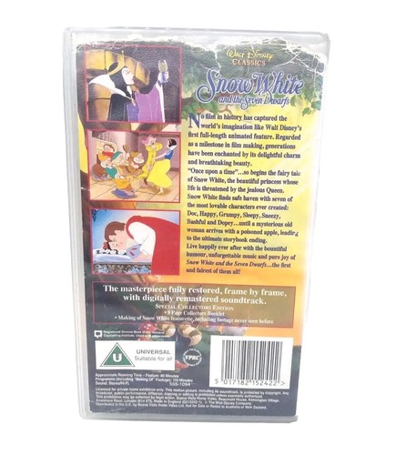 Snow White And The Seven Dwarfs VHS Video Cassette Walt Disney Classics - Picture 2 of 7