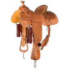 Western Natural Leather Roper Ranch Saddle with Strings 15",16", 17", 18",