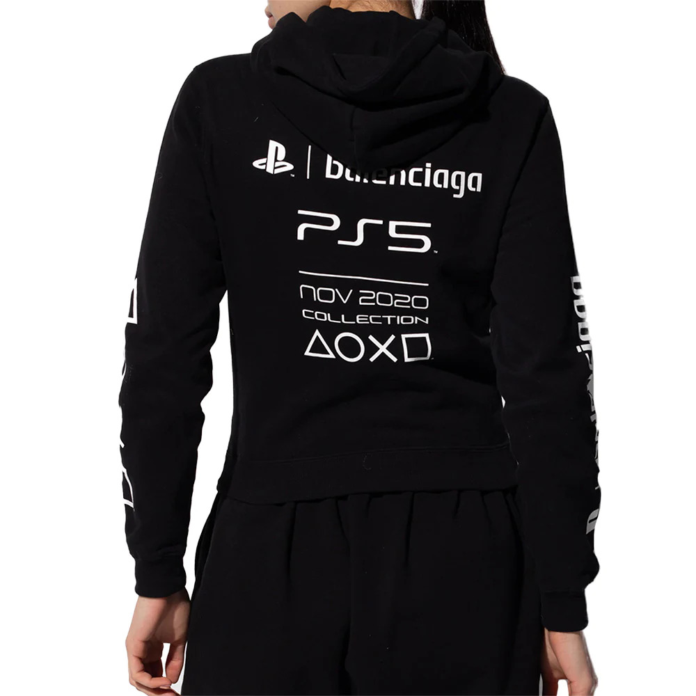 Balenciaga x PS5 Women's Cotton Hoodie Sweatshirt in Black