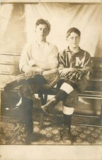 "M" On Jersey Of 2 Unidentified Baseball Players Real Photo Postcard