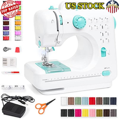 Compact Sewing Machine Portable 12 Stitch Patterns Beginner Kit Easy Use Durable