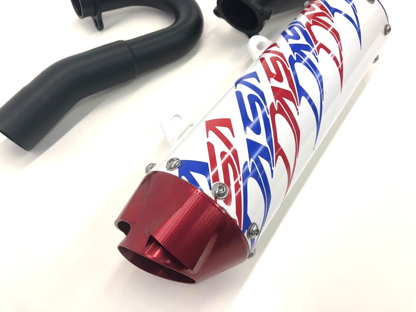 DASA Red White Blue Shorty Full Exhaust System Ceramic Black Yamaha