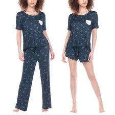 New! Honeydew Floral  PJ Ultra Soft 3-Piece Tee Pants & Shorts Lounge Pajama Set