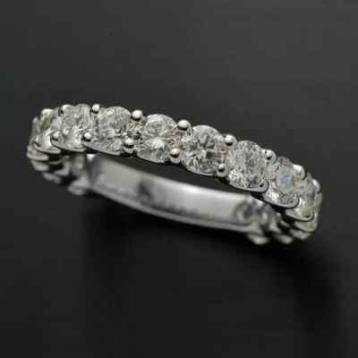 14K White Gold Wedding Band Engagement Ring 1.50Ct Round Cut Moissanite Size 7.5