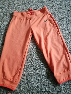 Nike Capri Women's Small 4-6 Orange Jogging Pants Sweat Pants Fold Down  C21