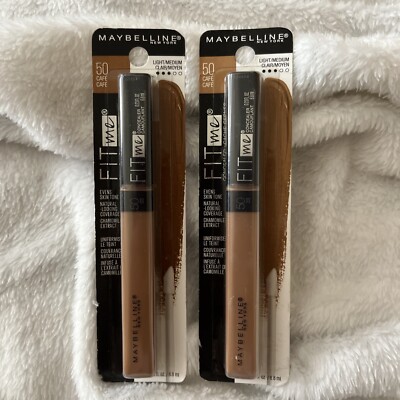 2 Pack Maybelline Fit Me! Concealer #50 Cafe 0.23fl.oz. Cafe Light/Medium