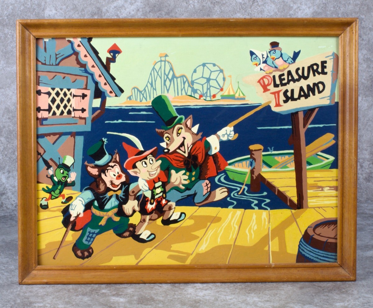 Vintage PBN Rare PLEASURE ISLAND 1950's Paint By Number Disney's