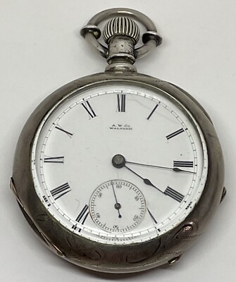 AWC CO WALTHAM POCKET WATCH / WM ELLERY / Coin Silver 18s 11
