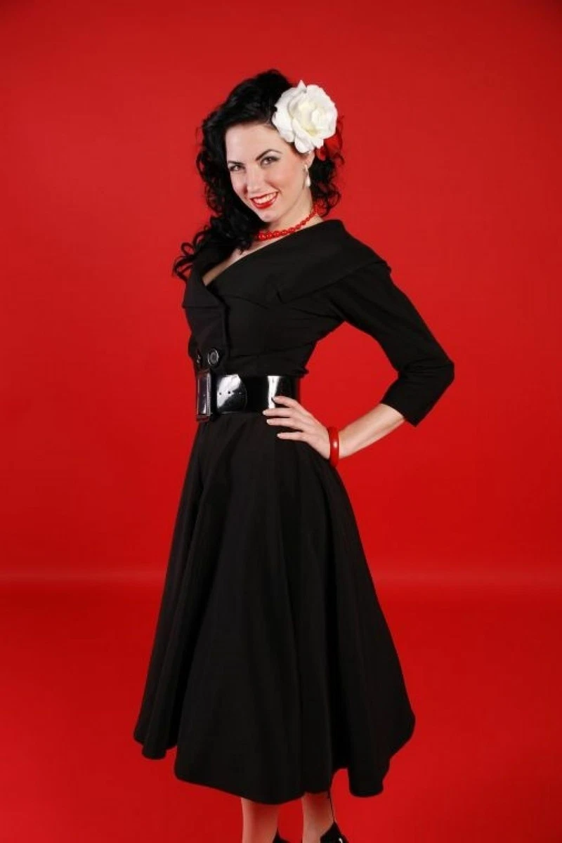 50'S Style Bettie Page Secretary Black Swing Dress Retro Pinup Sz 3X |  Ebay