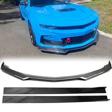 for 2016-2024 Chevy Camaro 1LE Style Carbon Fibre Front Bumper Lip & Side Skirt