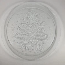 LES VERRERIES DE ST GOBAIN DURALEX 13" TEMPERED GLASS CHRISTMAS SERVING PLATTER