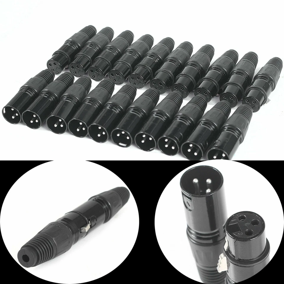 20x XLR DMX 3 Pin Male & Female MIC Snake Plug Audio Microphone Cable Connector - Image 4 of 4