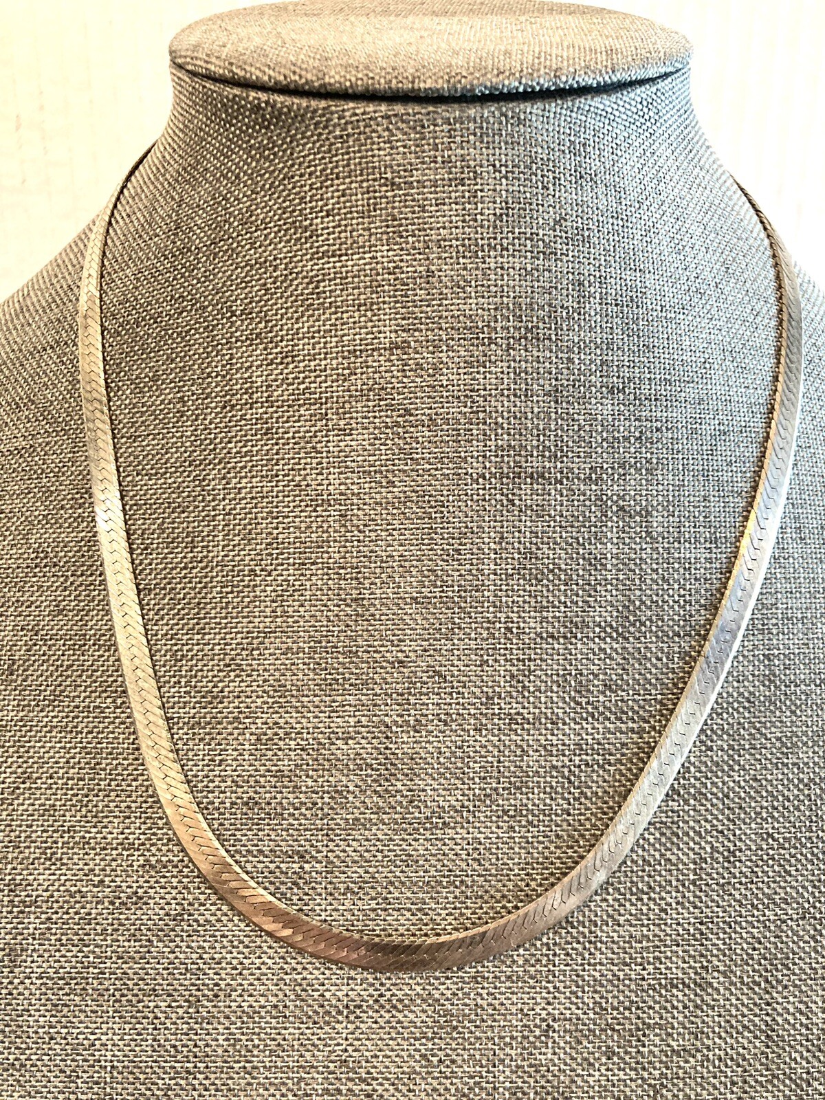 Italian Solid Sterling Silver Herringbone Necklac… - image 1