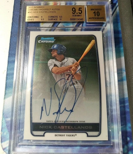 2012 BOWMAN CHROME PROSPECT AUTOGRAPH NICK CASTELLANOS BGS 9.5/10 DETROIT TIGERS