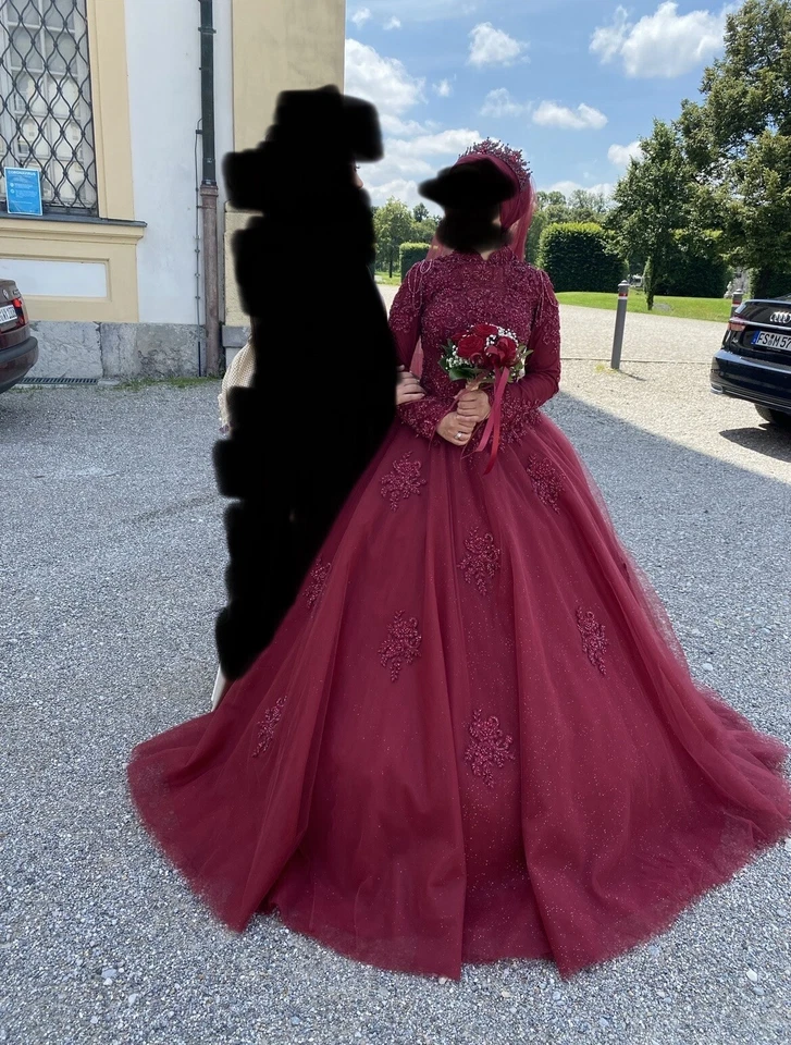 Hijab Brautkleid Weinrot für hennaabend - Bild 4 von 4