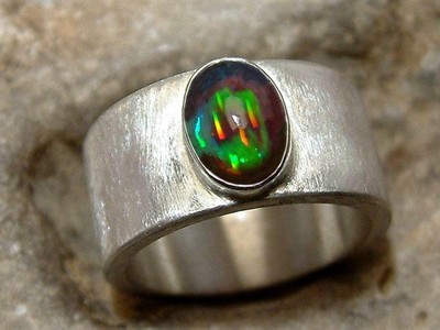 Schwarzer Opal Ring Aus 925er Silber Massiver Opalring Handgefertigt Unikat Ebay