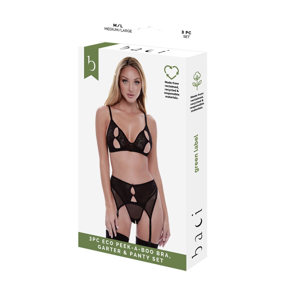 Set di Lingerie Baci Lingerie Peek-A-Boo Bra Nero [M/L]
