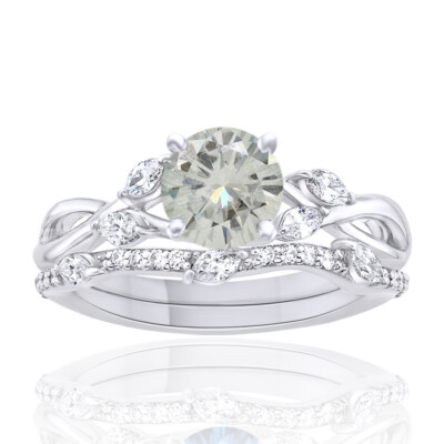 5.25 Ct Genuine Moissanite Solitaire Engagement Ring Bridal 10K White Gold