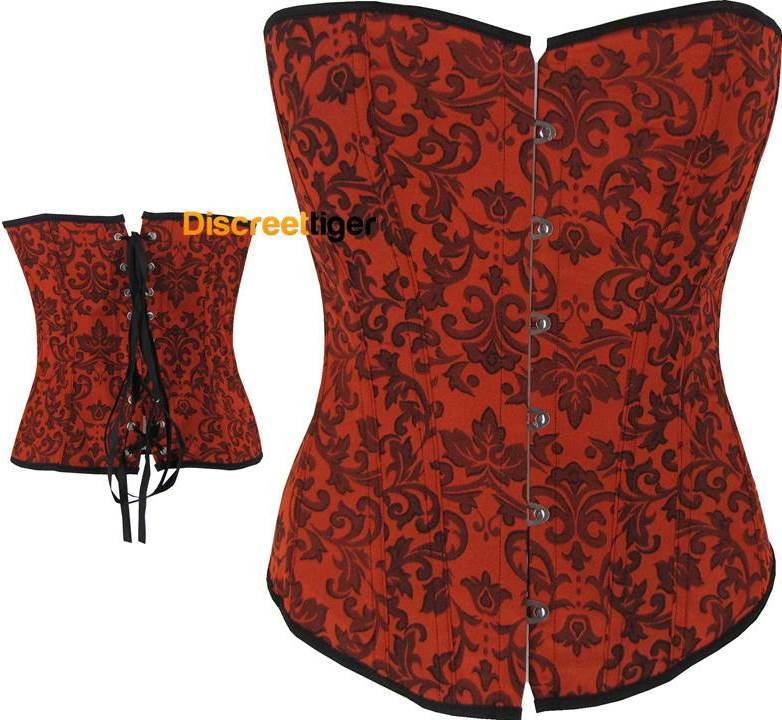 Womens Corsets Top Steampunk Brocade Burlesque Vintage Lace Satin
