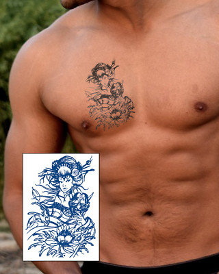 Semipermanentes Tattoo einer Geisha 6,5×4'''' | Geschenkidee | temporäres Tattoo | Jagua