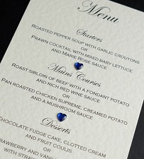 10 X Handmade Personalised Wedding Menu Cards - Many Colours - Free P&P
