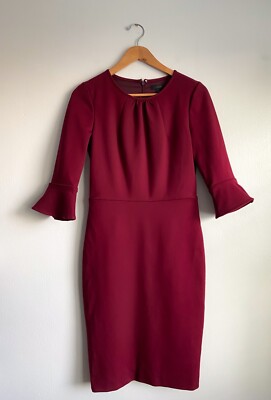 maroon peplum dress Burgundy Lace Peplum Midi Dress self-portrait-US