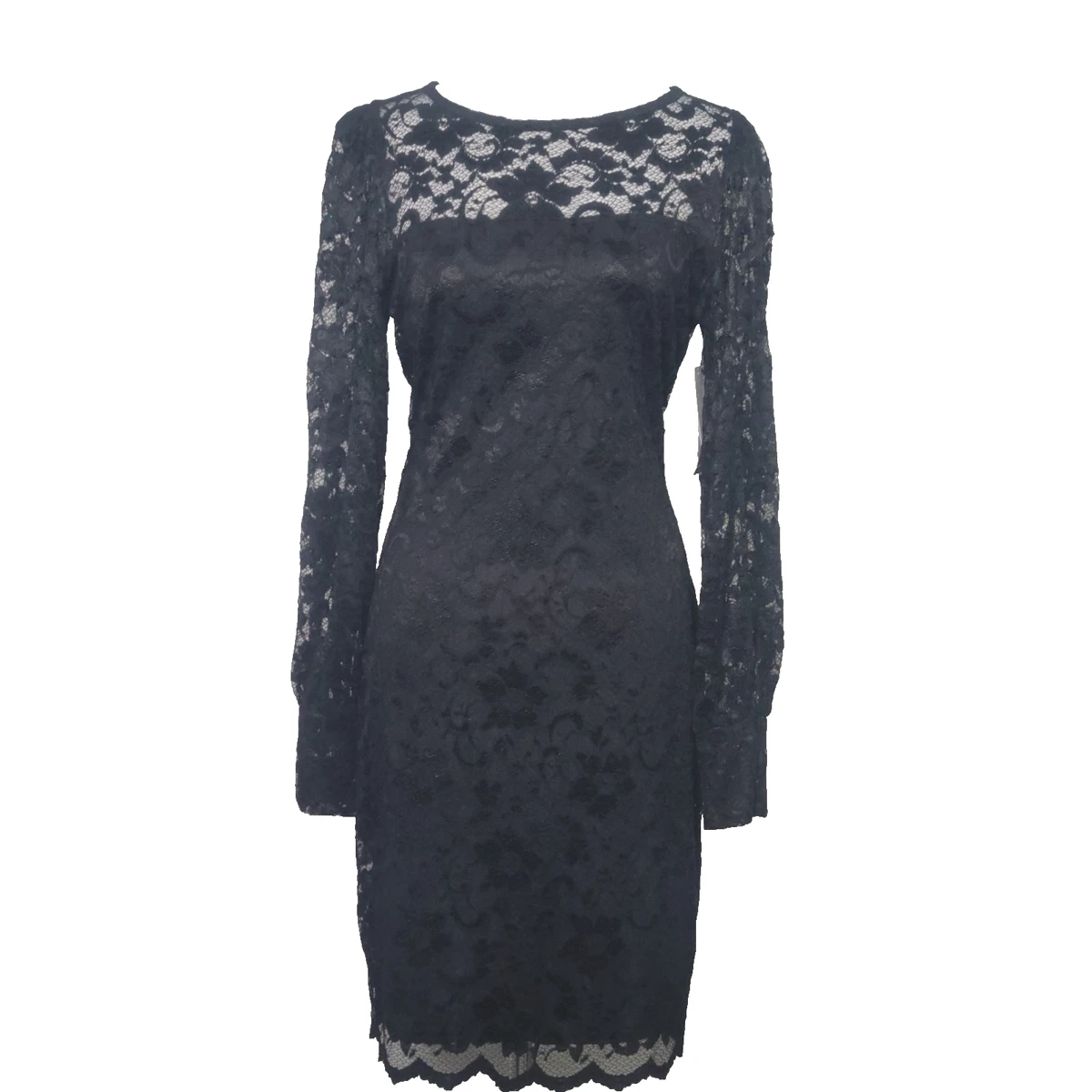 karen kane mixed lace dress Karen Kane Women's Scalloped Lace Cocktail Dress - Black