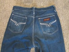 VTG 60s 70s Wrangler Mens Slim Fit Jeans Dark Wash 84640 FD Made USA 33x28.5