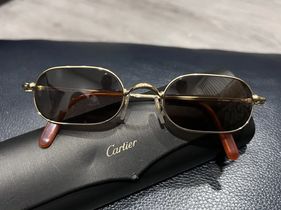Cartier Orfy Vintage Thin Rim Sunglasses Frame 18k Gold Plated 1990s France - Image 4 of 4