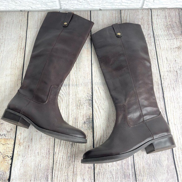 INC International Concepts Brown Leather Fawne Knee High  display picture 1