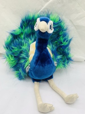 Gund Midnight Peacock Plush Blue Green Furry Sits 11  Stuffed Animal 4056882