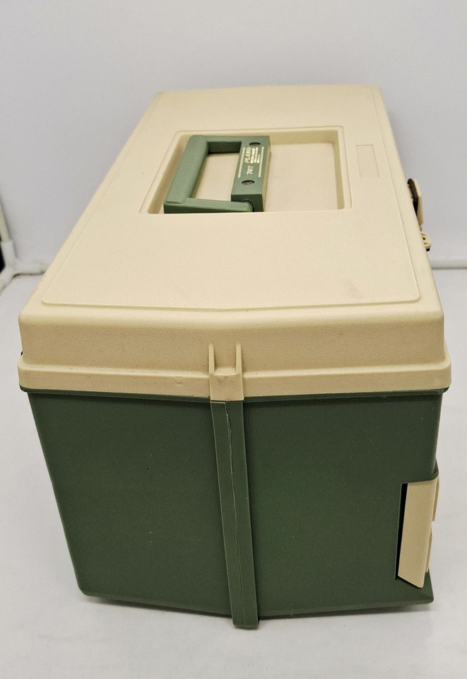 Vintage PLANO 707 Tackle Box Tan/Green Fishing Organizer - 2