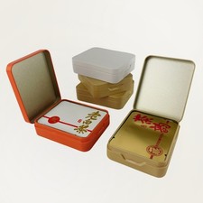 Boîte à Thé Portative 5 Pièces Canisters Métal Rectangulaire Or Blanc Orange