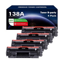 138A Black Toner Cartridge 4-Pack Compatible Replacement for HP 138A Black To...