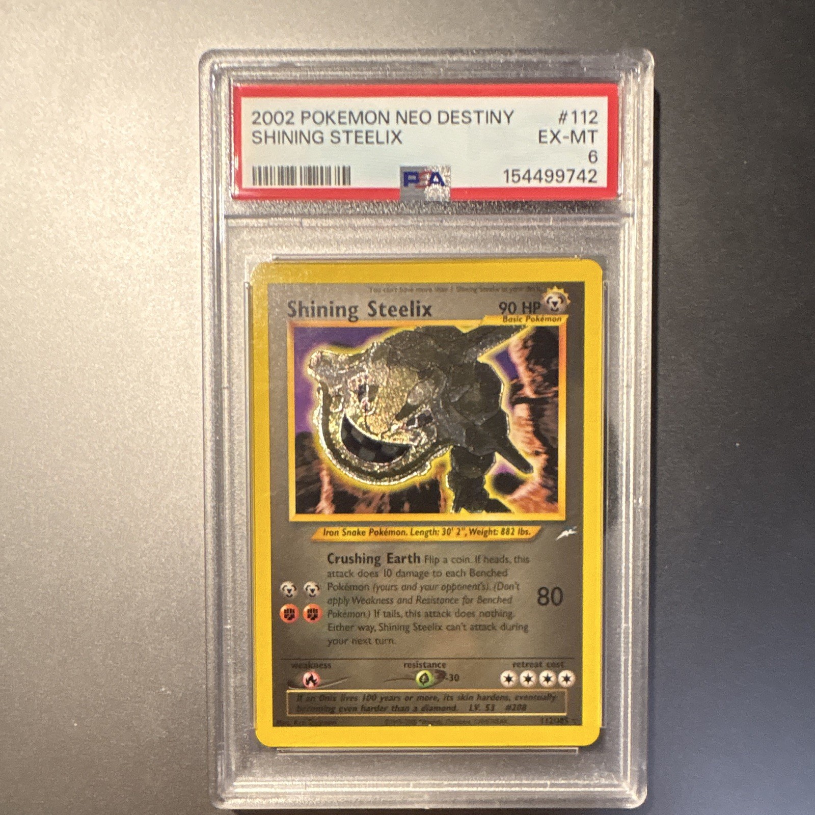 Pokemon 2002 Neo Destiny Shining Steelix 112/105 Holo Unlimited PSA 6