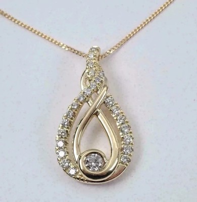 1.50 Ct Round Cut Real Moissanite Women's Twisted Pendant 14K Yellow Gold Plated