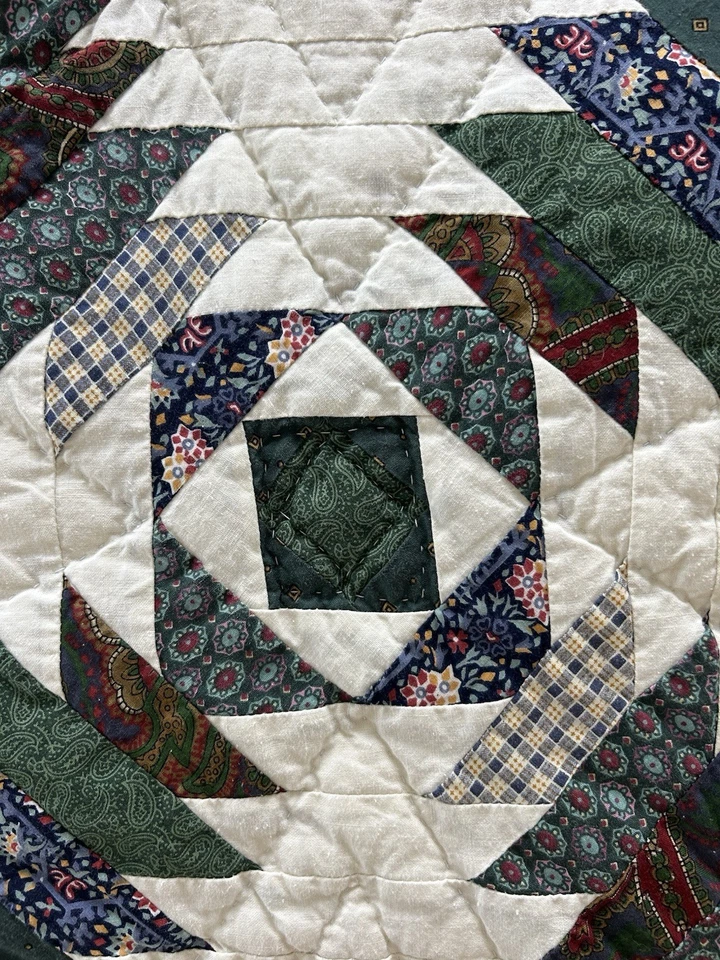 Edredón de piña hecho a mano 1994 completo/reina algodón con 2 fundas - vintage, excelente Foto 2 de 4