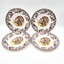 Spode Woodland Turkey Dinner Plates Set of 4 Thanksgiving NEW