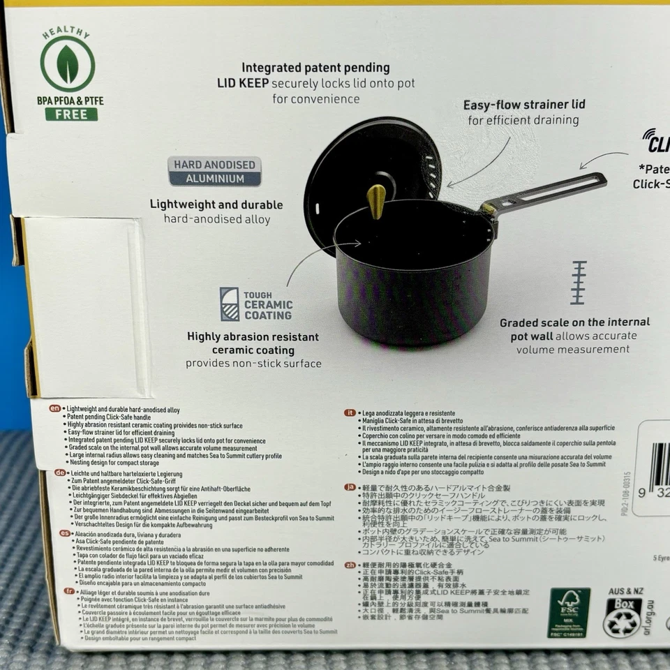 Sea to Summit Frontier Ultralight Pot NEW 1.3 Liter Camping backpacking Cooking - Image 3 of 4