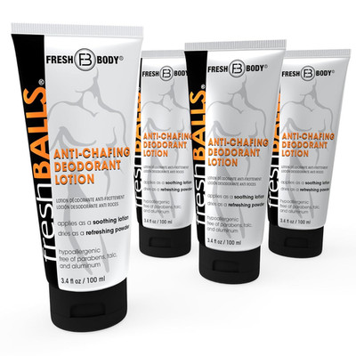 FRESH BALLS Lotion (4 Pack) | Anti-Chafing Men'S Soothing Cream to Powder Balls